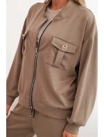 Dámská souprava máslová z viskózy s rozepínací mikinou a kalhotami fango Dámská souprava máslová z viskózy s rozepínací mikinou a kalhotami fango