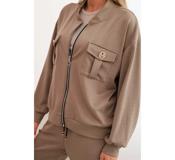 Dámská souprava máslová z viskózy s rozepínací mikinou a kalhotami fango Dámská souprava máslová z viskózy s rozepínací mikinou a kalhotami fango