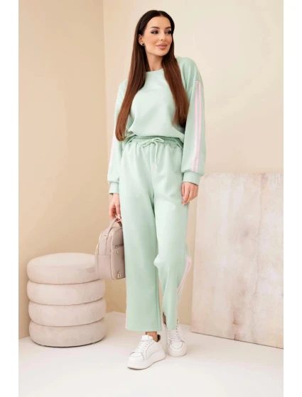 Dámský viskózový máslový komplet s lampasy tmavý mentolový Dámský viskózový máslový komplet s lampasy tmavý mentolový