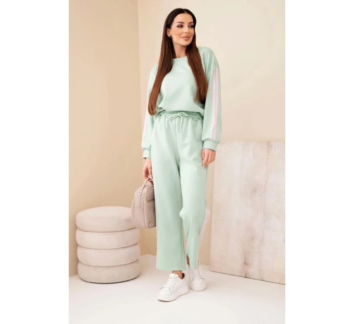 Dámský viskózový máslový komplet s lampasy tmavý mentolový Dámský viskózový máslový komplet s lampasy tmavý mentolový