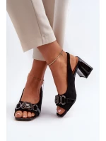 Dámské sandály na podpatku s ozdobou černé D&A model 21655872 - S.Barski