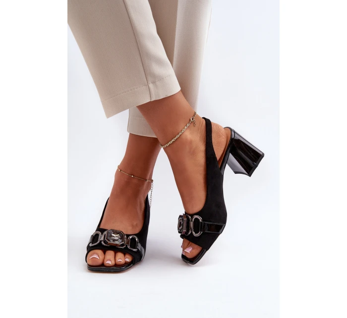 Dámské sandály na podpatku s ozdobou černé D&A model 21655872 - S.Barski