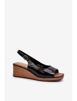 Dámské lakované sandály na platformě Sergio Leone SK301 Černé