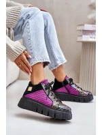 Kožené sneakersy na platformě fuchsie Maciejka 06767-15