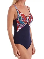 Jednodílné dámské plavky 7235 M0 modro-červené - Anita