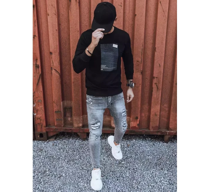 Pánská mikina s potiskem černá FashionStreet BX5353