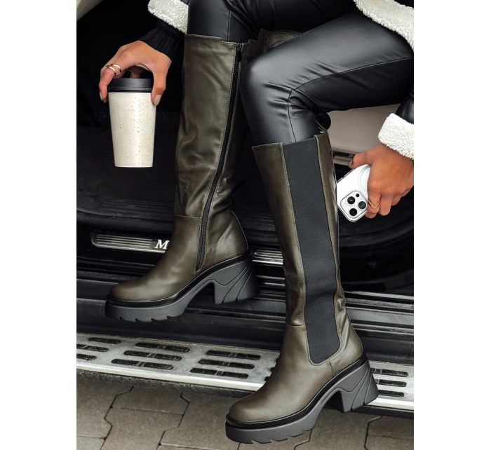 FERRINI dámské dlouhé zelené boty FashionStreet ZY0534