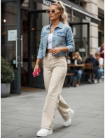 damskie wide leg z  beżowe model 22014009 - FashionStreet