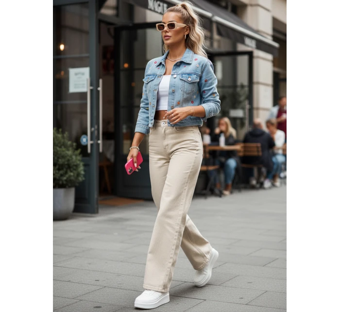 damskie wide leg z  beżowe model 22014009 - FashionStreet