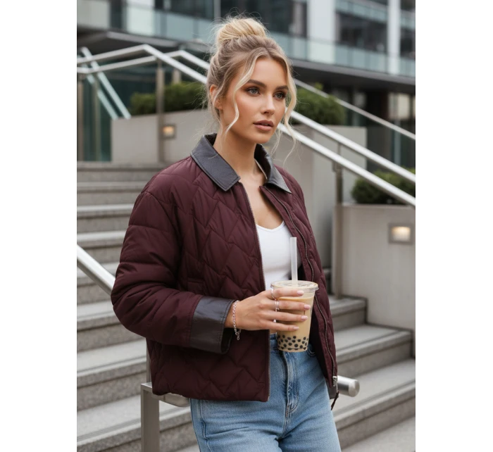 Dámská přechodná prošívaná bunda bordó FashionStreet TY5620