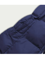 Tmavě modrá péřová dámská vesta s kapucí (5M721-215)