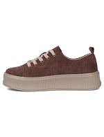 Dámské kožené tenisky na platformě, hnědé, model 22325217 - FILIPPO Dámské kožené tenisky na platformě, hnědé, model 22325217 - FILIPPO
