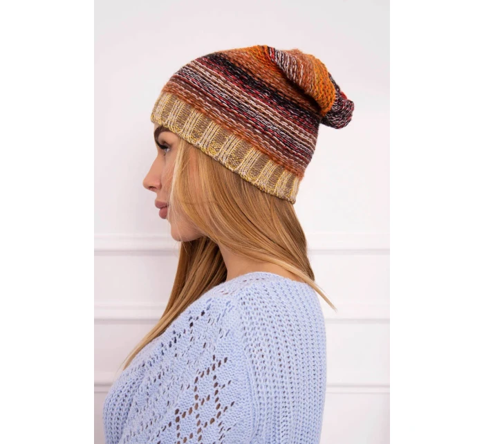 Krystyna fleecová čepice K207 hnědá+béžová