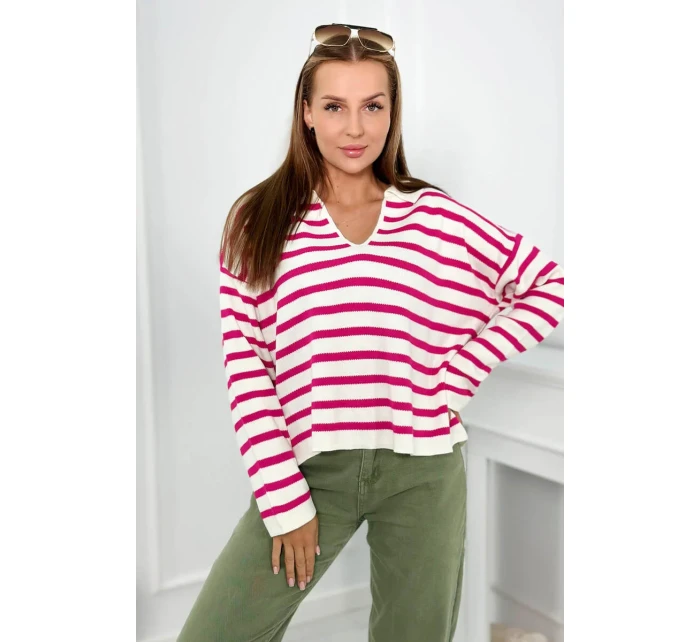 Pruhovaný svetr fuchsie