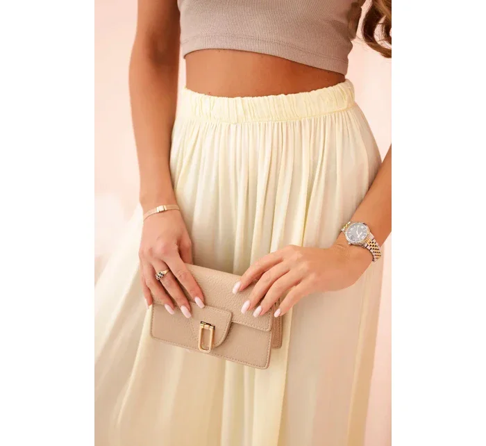 Široké dámské kalhoty s elastickým pasem žlutý