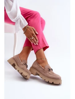 dámské semišové mokasíny béžové model 21655418 - VINCEZA