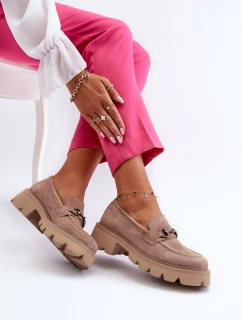 dámské semišové mokasíny béžové model 21655418 - VINCEZA