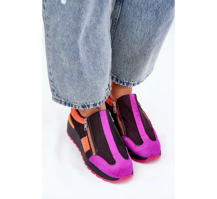 Kožené sneakersy na klínu Maciejka Černé 06853-15