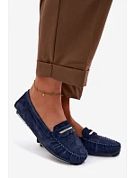 Dámské ploché mokasíny z pravé semišové kůže S.Barski LR61-7029 tmavě modré