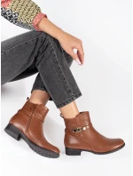 Módní kotníčkové boty hnědé dámské na širokém podpatku Módní kotníčkové boty hnědé dámské na širokém podpatku