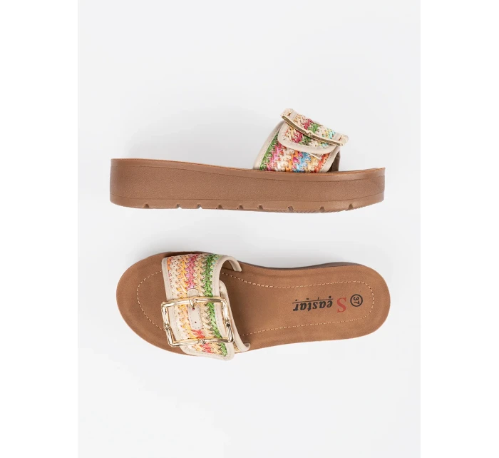 Luxusní vícebarevné dámské  nazouváky platforma