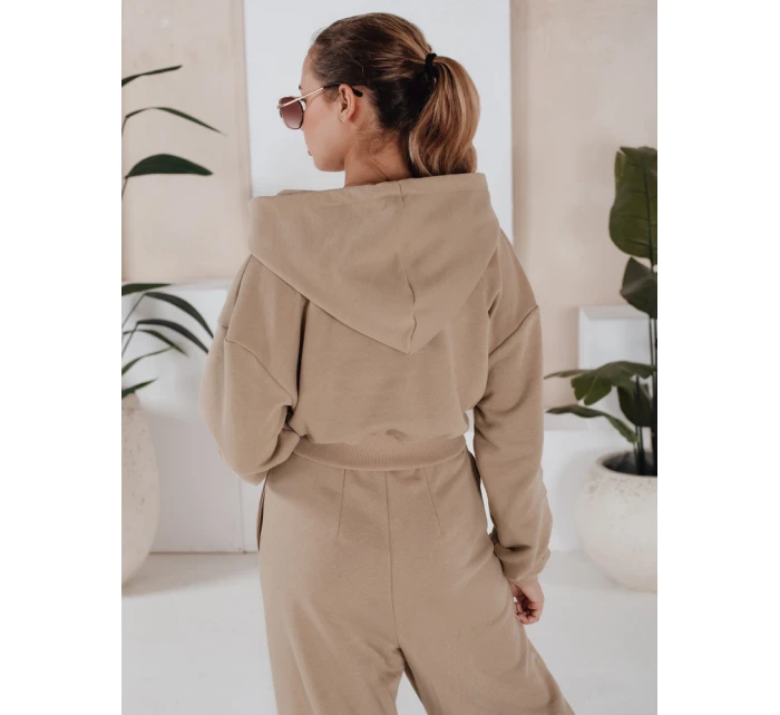 Dámský komplet širokých kalhot a mikiny MINALIA beige FashionStreet AY0918