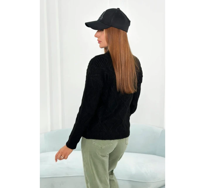 Svetr s model 18960115 vazbou černý - K-Fashion Svetr s model 18960115 vazbou černý - K-Fashion