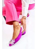 Semišové balerínky na  s zdobením tmavě růžovým Elena model 21589842 - Boto
