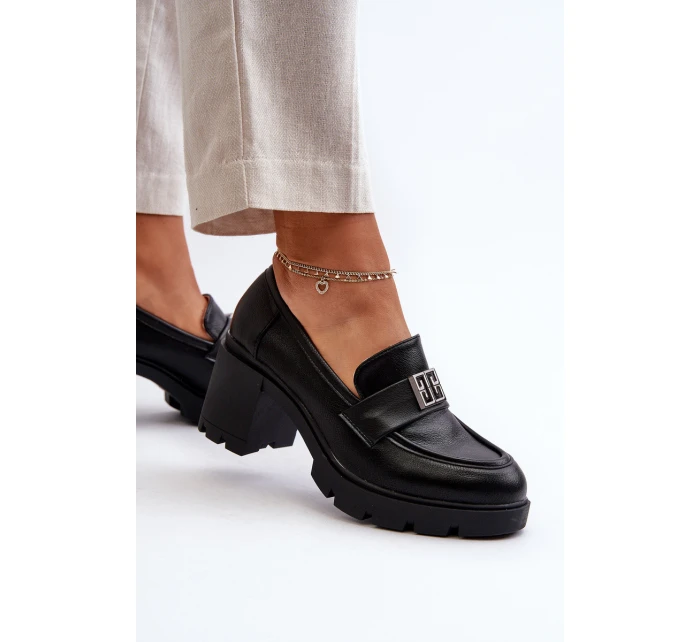 Dámské polobotky na podpatku s ozdobou Černé model 21655240 - Boto Dámské polobotky na podpatku s ozdobou Černé model 21655240 - Boto