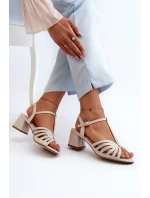 dámské sandály na podpatku  Béžové model 21659197 - SERGIO LEONE