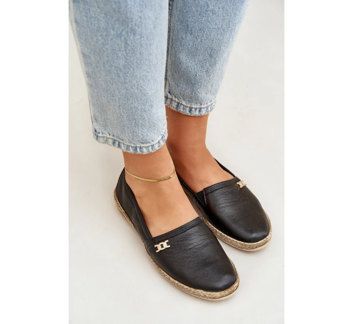 Elegantní Kožené Espadrilky Dámské model 21684110 Černé - Zazoo