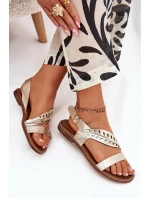 Dámské kožené sandály na plochém podpatku Zazoo model 21704070 zlaté - Boto Dámské kožené sandály na plochém podpatku Zazoo model 21704070 zlaté - Boto