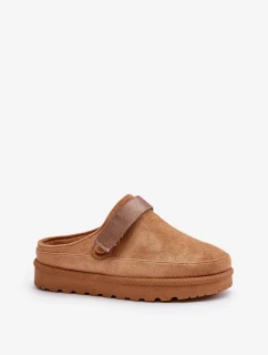 Dámské Zateplené Pantofle s Kožešinou na Platformě Camel Azida