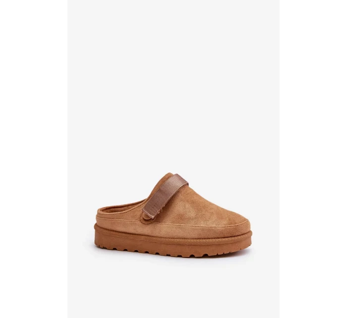 Dámské Zateplené Pantofle s Kožešinou na Platformě Camel Azida Dámské Zateplené Pantofle s Kožešinou na Platformě Camel Azida