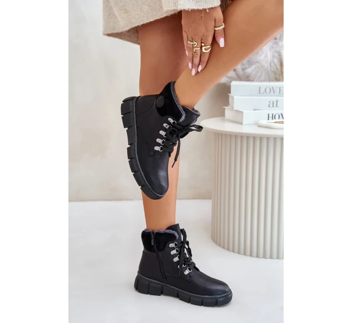 Dámské Zateplené Kotníkové Boty Traperky Na Zip Černé Mevanisa