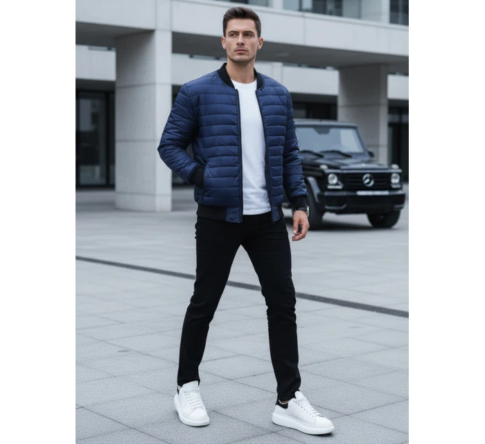 Pánská prošívaná bunda bomber navy blue FashionStreet TX4419 Pánská prošívaná bunda bomber navy blue FashionStreet TX4419