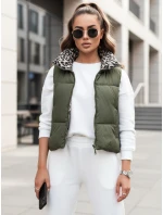 Dámská přechodná krátká prošívaná dvoucestná zelená vesta LEOVELLA FashionStreet TY5496