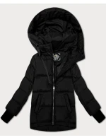 Černá prošívaná dámská bunda s kapucí Libland (LD-7747)
