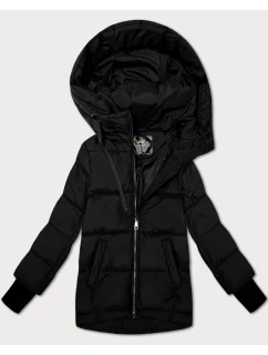 Černá prošívaná dámská bunda s kapucí Libland (LD-7747)