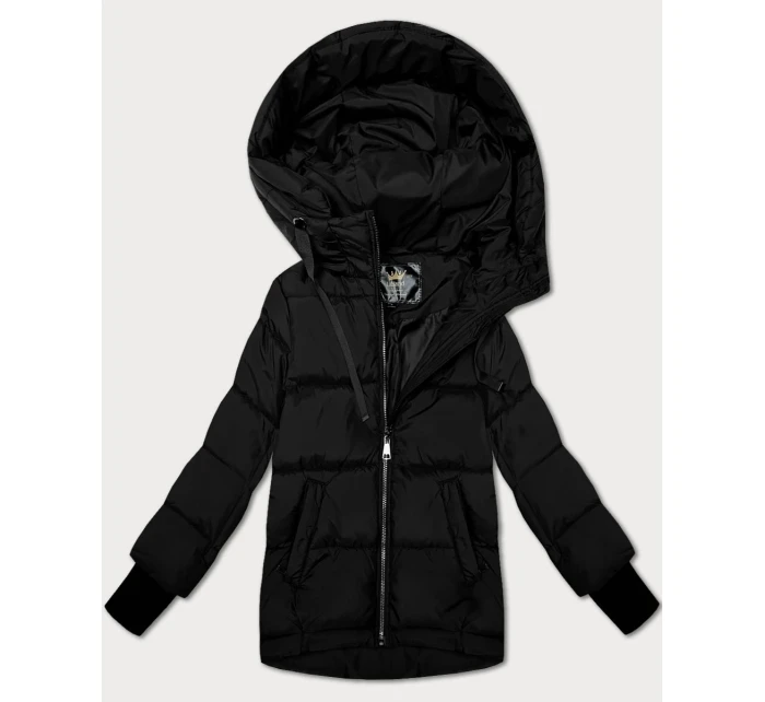 Černá prošívaná dámská bunda s kapucí Libland (LD-7747)