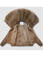 Kožená bunda ve velbloudí barvě s velkým kožešinovým límcem Glakate (LU98090#) Kožená bunda ve velbloudí barvě s velkým kožešinovým límcem Glakate (LU98090#)