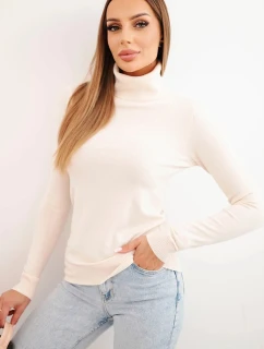 Dámský svetr z viskózy s rolákem a dlouhým rukávem béžový