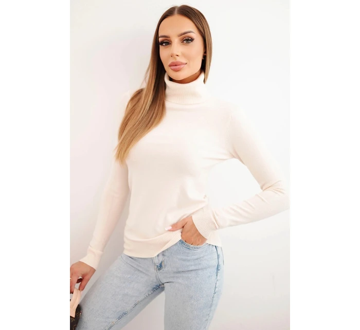 Dámský svetr z viskózy s rolákem a dlouhým rukávem béžový Dámský svetr z viskózy s rolákem a dlouhým rukávem béžový