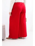 Dámské kalhoty Plus Size s širokými nohavicemi a model 21911612 červené - K-Fashion