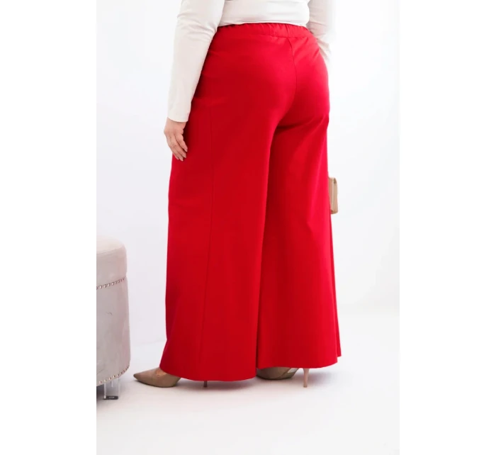 Dámské kalhoty Plus Size s širokými nohavicemi a model 21911612 červené - K-Fashion
