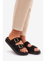 Dámské Pantofle S Přezkami Na Černé model 21688690 - Boto Dámské Pantofle S Přezkami Na Černé model 21688690 - Boto