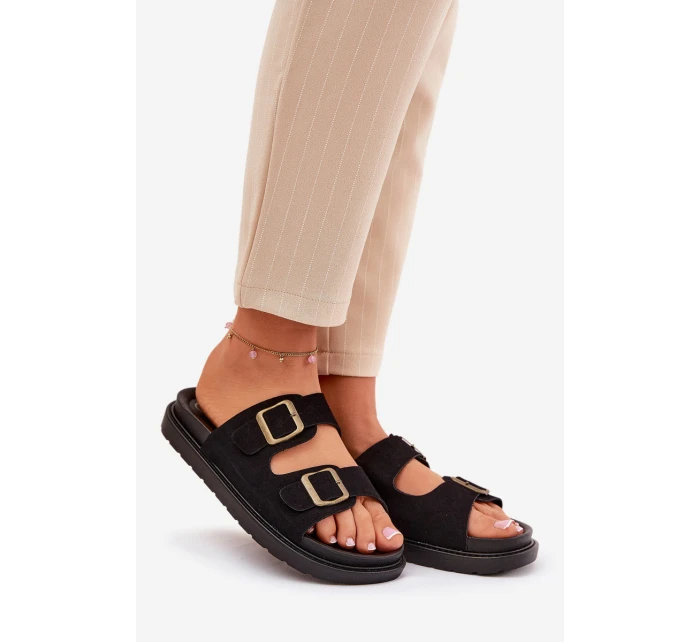 Dámské Pantofle S Přezkami Na Černé model 21688690 - Boto Dámské Pantofle S Přezkami Na Černé model 21688690 - Boto