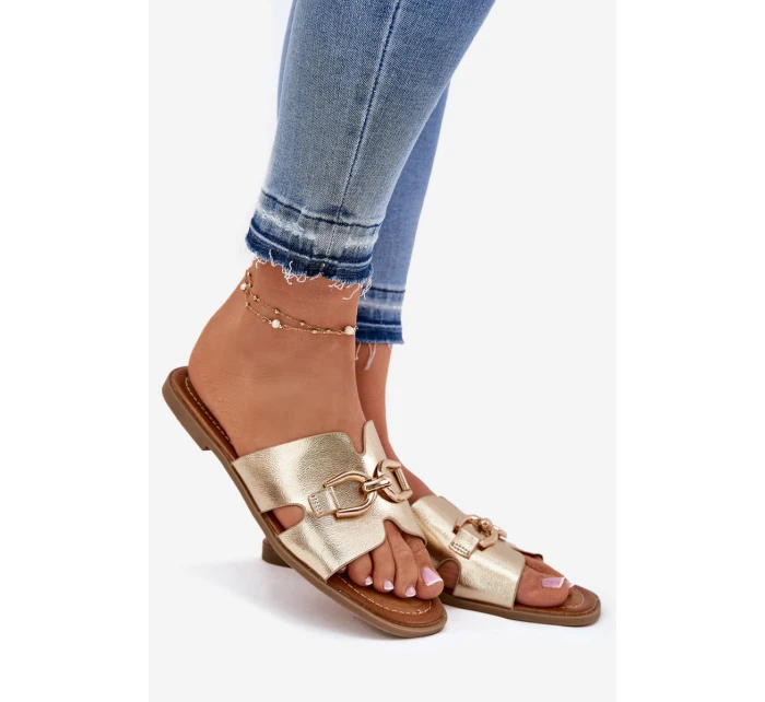 Dámské Plážové Sandály S Dekorativním Detalem Zlaté Amiresna