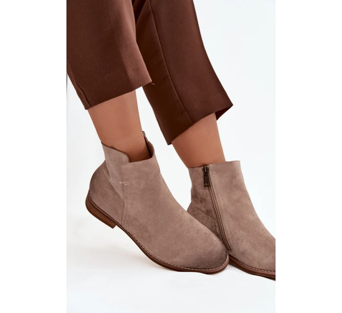 Dámské kotníkové boty na nízkém podpatku Vinceza 39961 béžové