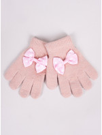 Dívčí pětiprsté rukavice s mašlí model 17956742 Pink - Yoclub